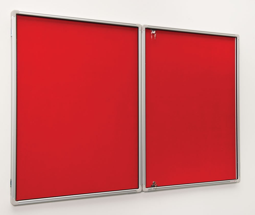 Lockable Noticeboard Red